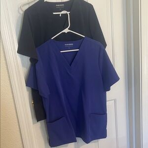 Two Mandala Scrub Tops.  Purple and charcoal.  In excellent condition, worn once